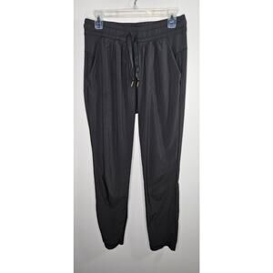 Lululemon Womens Jogger Pants 6 Black Nylon Stretch Dance Drawstring Tapered Leg